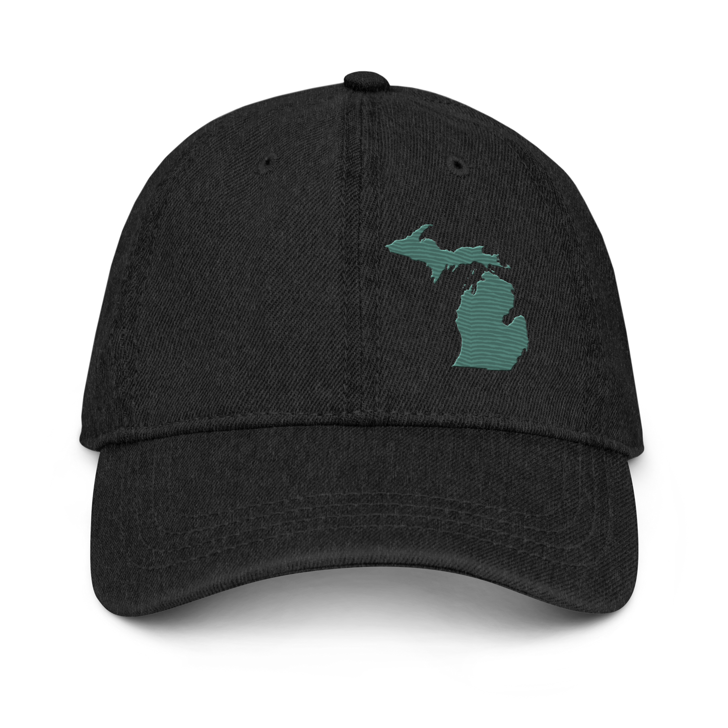 Michigan Denim Baseball Cap | Copper Green Outline