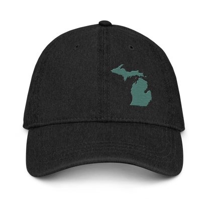 Michigan Denim Baseball Cap | Copper Green Outline