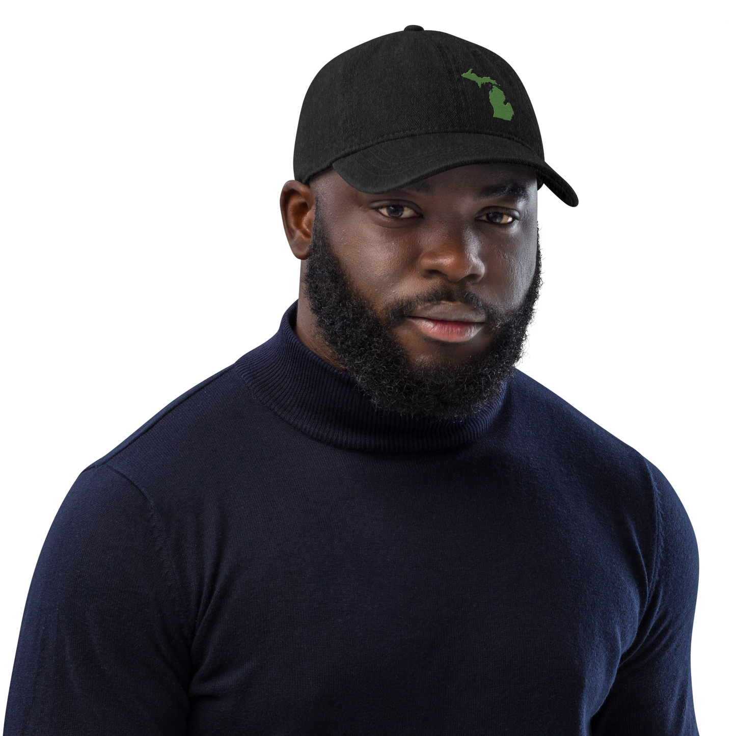 Michigan Denim Baseball Cap | Pine Green Outline