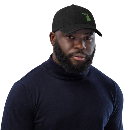 Michigan Denim Baseball Cap | Pine Green Outline