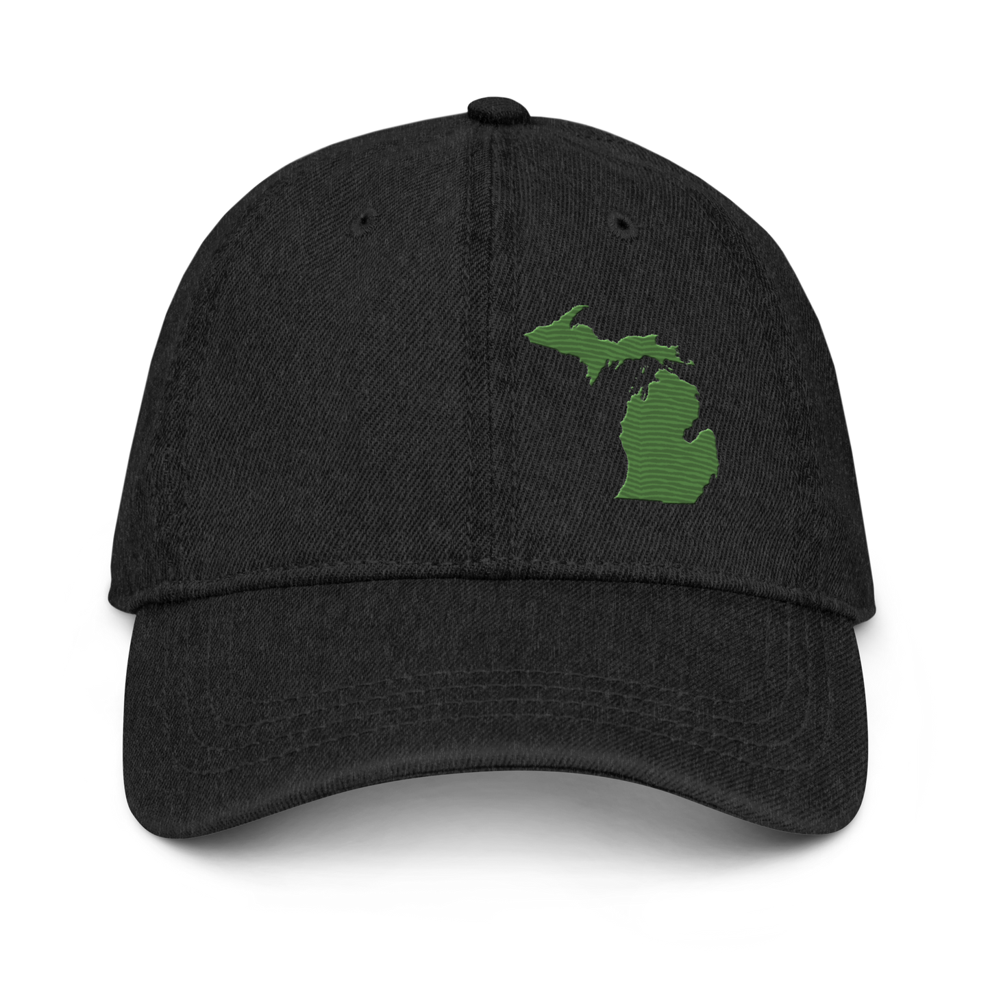 Michigan Denim Baseball Cap | Pine Green Outline