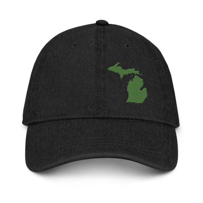 Michigan Denim Baseball Cap | Pine Green Outline