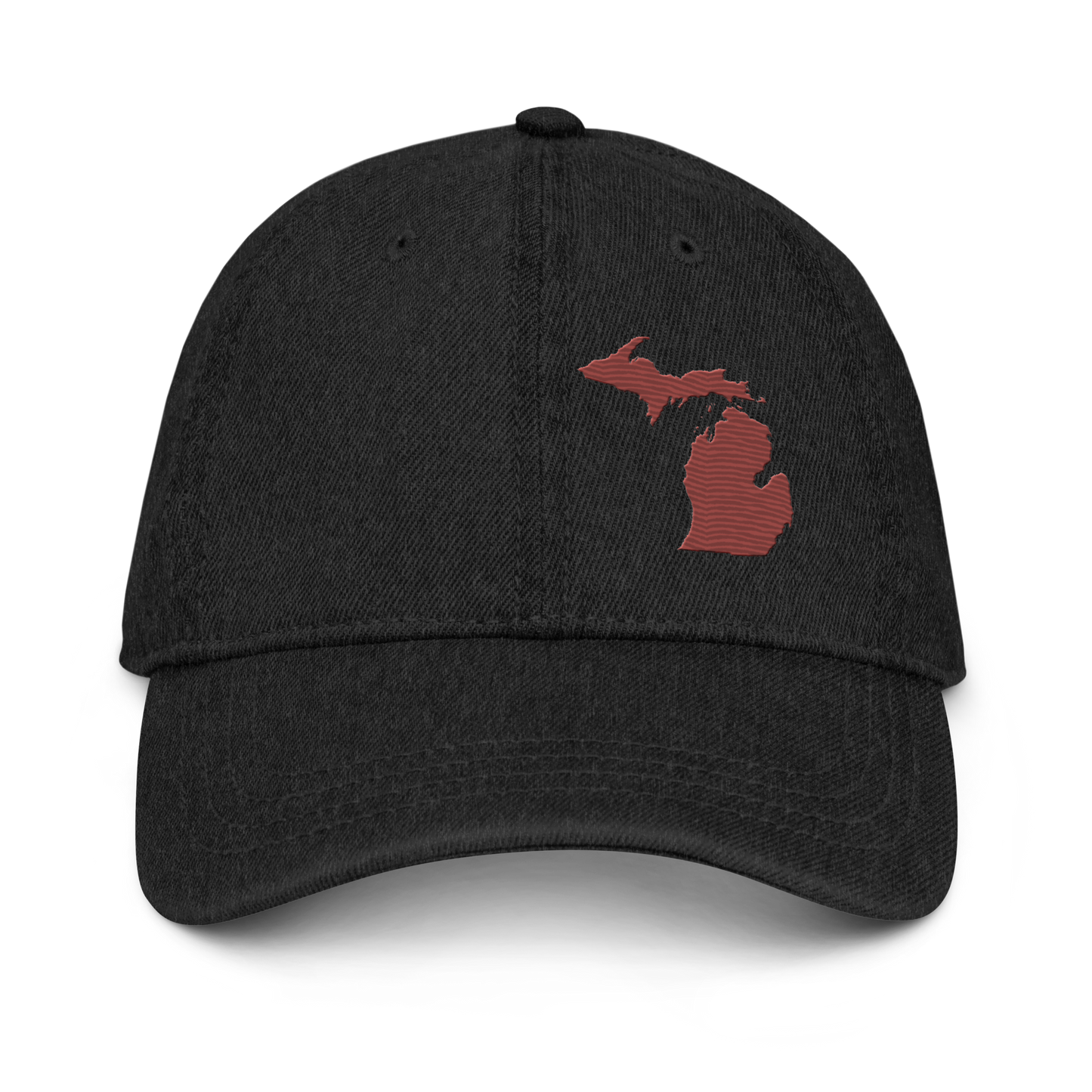 Michigan Denim Baseball Cap | Ore Dock Red Outline