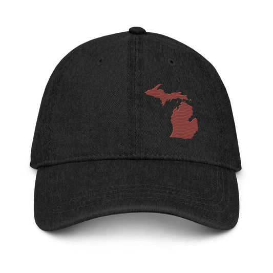 Michigan Denim Baseball Cap | Ore Dock Red Outline