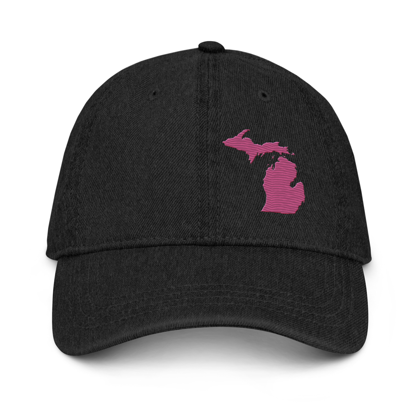 Michigan Denim Baseball Cap | Apple Blosom Pink Outline