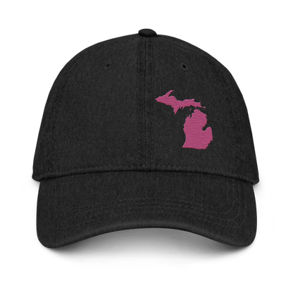 Michigan Denim Baseball Cap | Apple Blosom Pink Outline