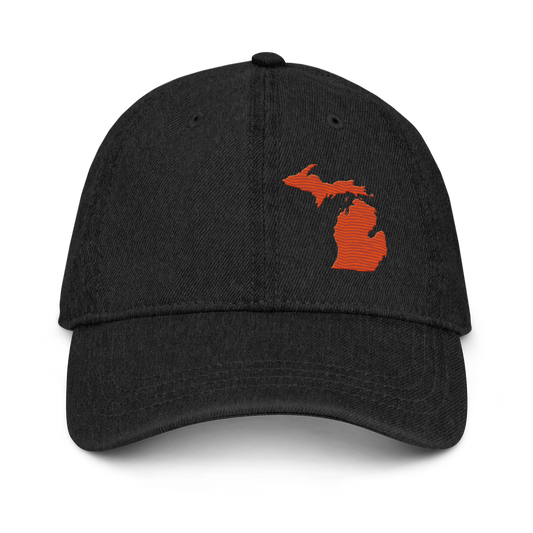 Michigan Denim Baseball Cap | Maple Leaf Orange Outline
