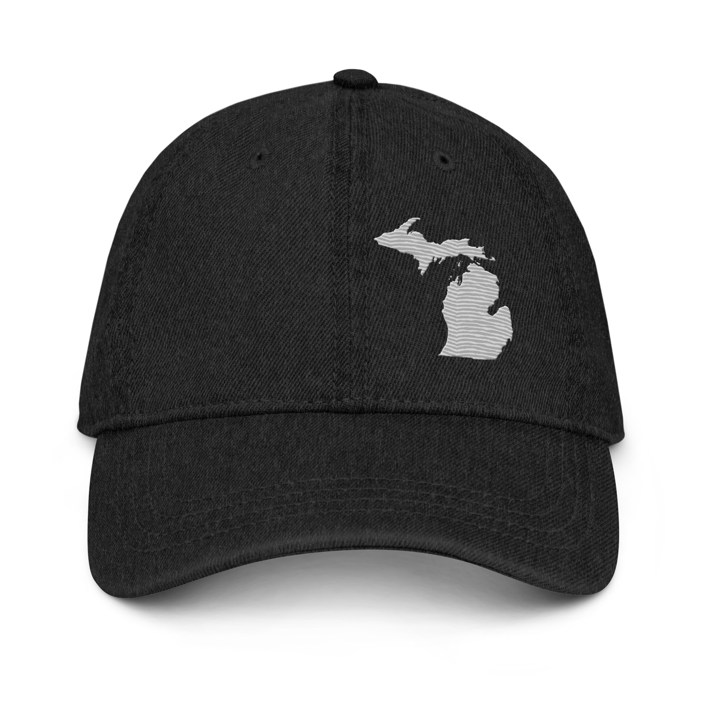 Michigan Denim Baseball Cap | Platinum Outline