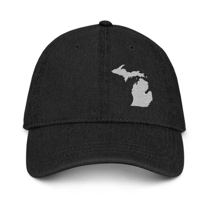 Michigan Denim Baseball Cap | Platinum Outline