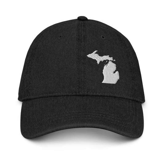 Michigan Denim Baseball Cap | White Outline