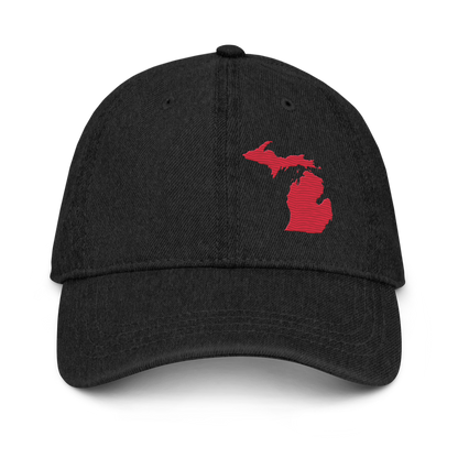 Michigan Denim Baseball Cap | Lighthouse Red Outline