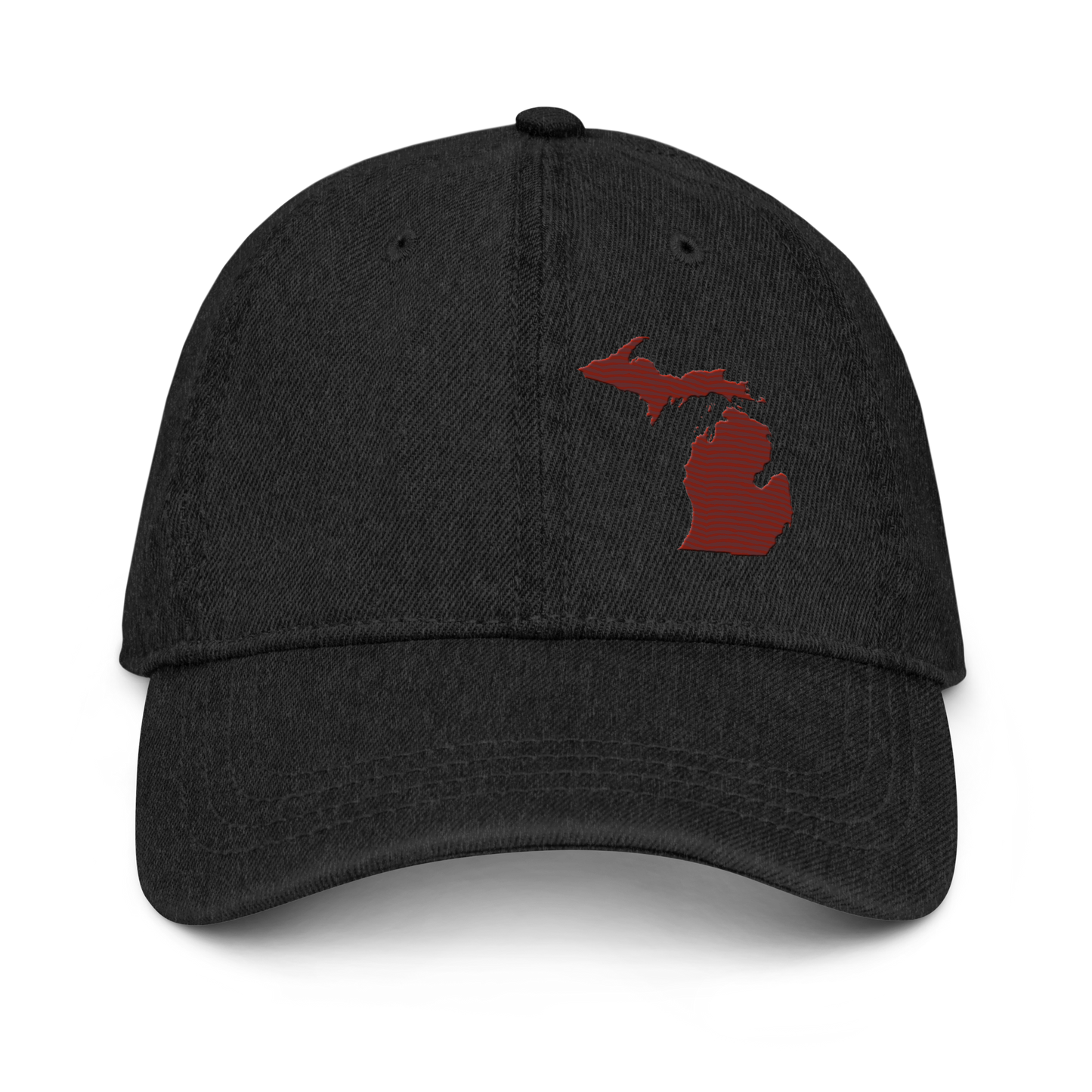 Michigan Denim Baseball Cap | Cherryland Red Outline