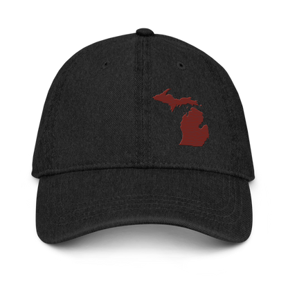 Michigan Denim Baseball Cap | Cherryland Red Outline