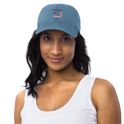 Detroit 'Old English D' Denim Baseball Cap (Patriotic Edition)