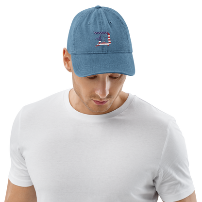 Detroit 'Old English D' Denim Baseball Cap (Patriotic Edition)