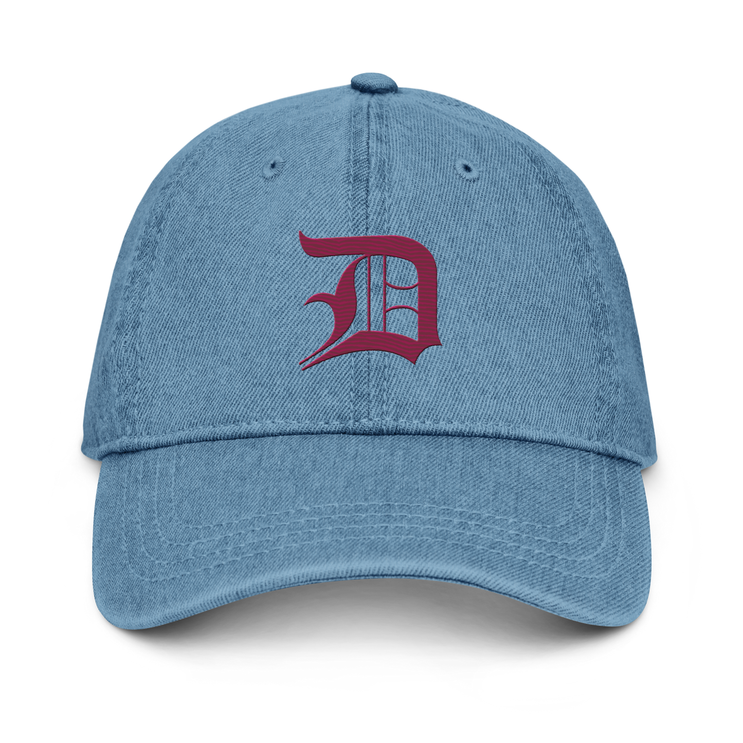 Detroit 'Old English D' Denim Baseball Cap (Ruby Red)