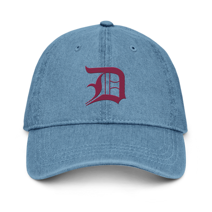 Detroit 'Old English D' Denim Baseball Cap (Ruby Red)