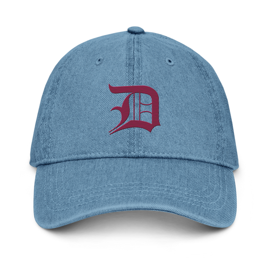 Detroit 'Old English D' Denim Baseball Cap (Ruby Red)