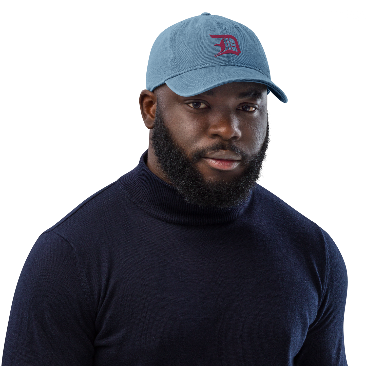 Detroit 'Old English D' Denim Baseball Cap (Ruby Red)