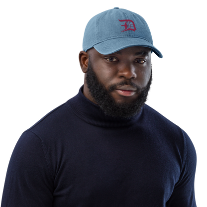 Detroit 'Old English D' Denim Baseball Cap (Ruby Red)