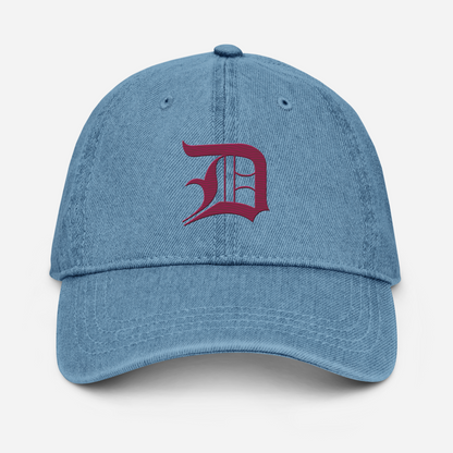 Detroit 'Old English D' Denim Baseball Cap (Ruby Red)