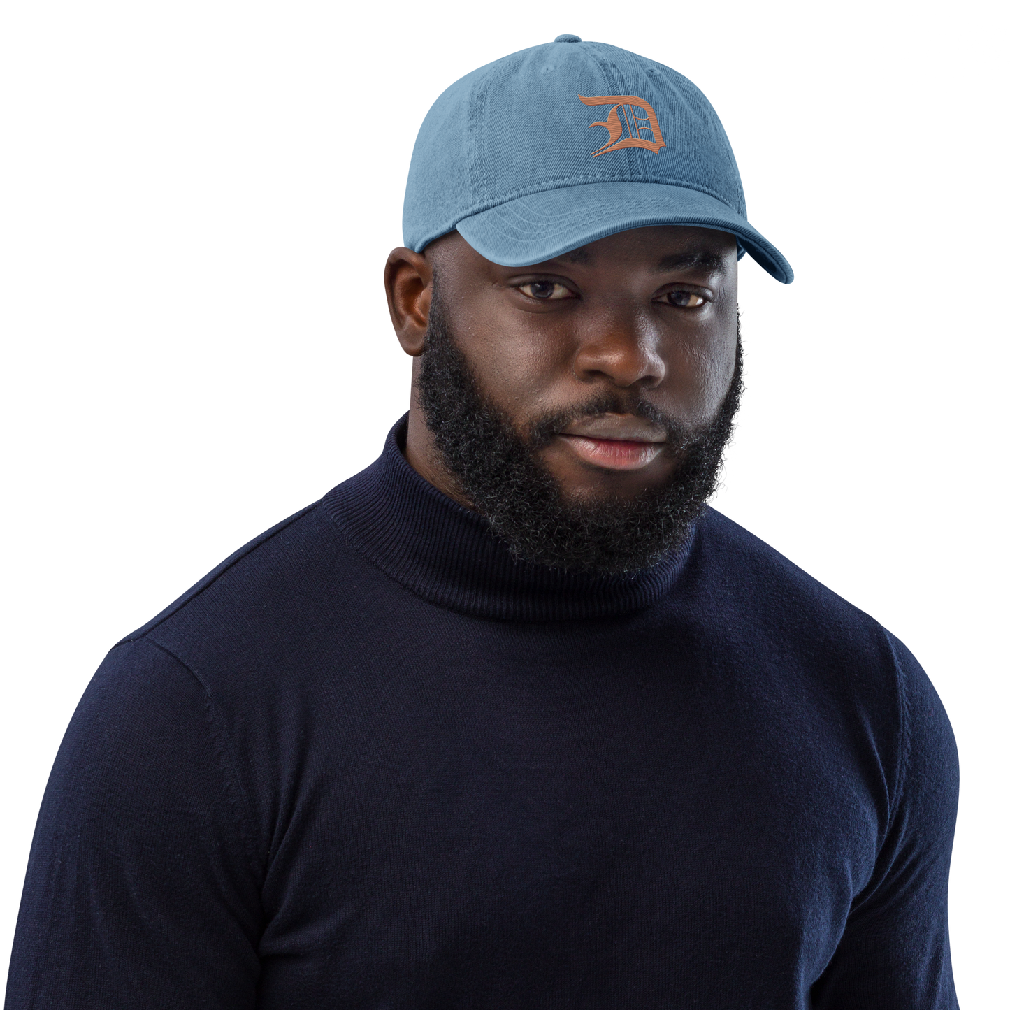 Detroit 'Old English D' Denim Baseball Cap (Copper Color)