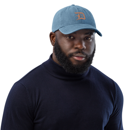 Detroit 'Old English D' Denim Baseball Cap (Copper Color)