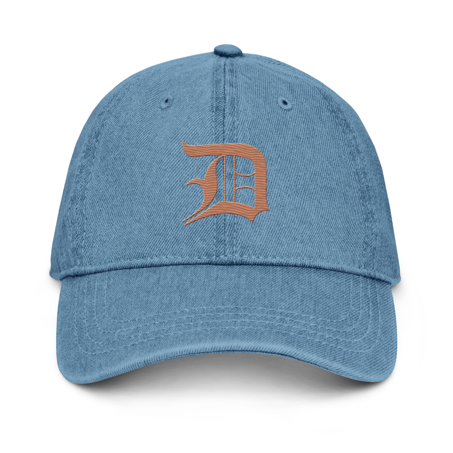 Detroit 'Old English D' Denim Baseball Cap (Copper Color)