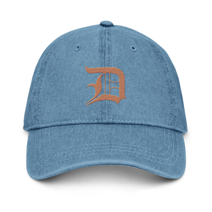 Detroit 'Old English D' Denim Baseball Cap (Copper Color)