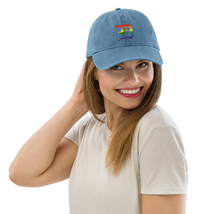 Detroit 'Old English D' Denim Baseball Cap (Rainbow Pride Edition)