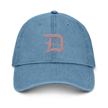 Detroit 'Old English D' Denim Baseball Cap (Cherry Blossom Pink)