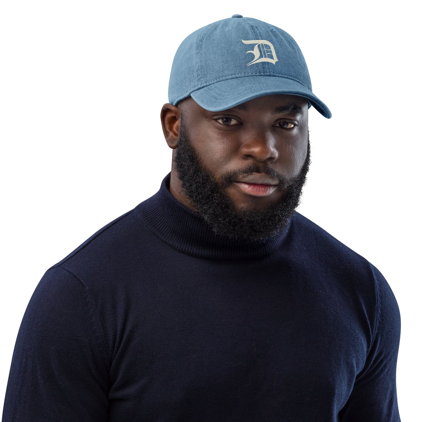 Detroit 'Old English D' Denim Baseball Cap (Ivory White)