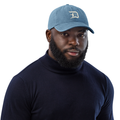 Detroit 'Old English D' Denim Baseball Cap (Ivory White)