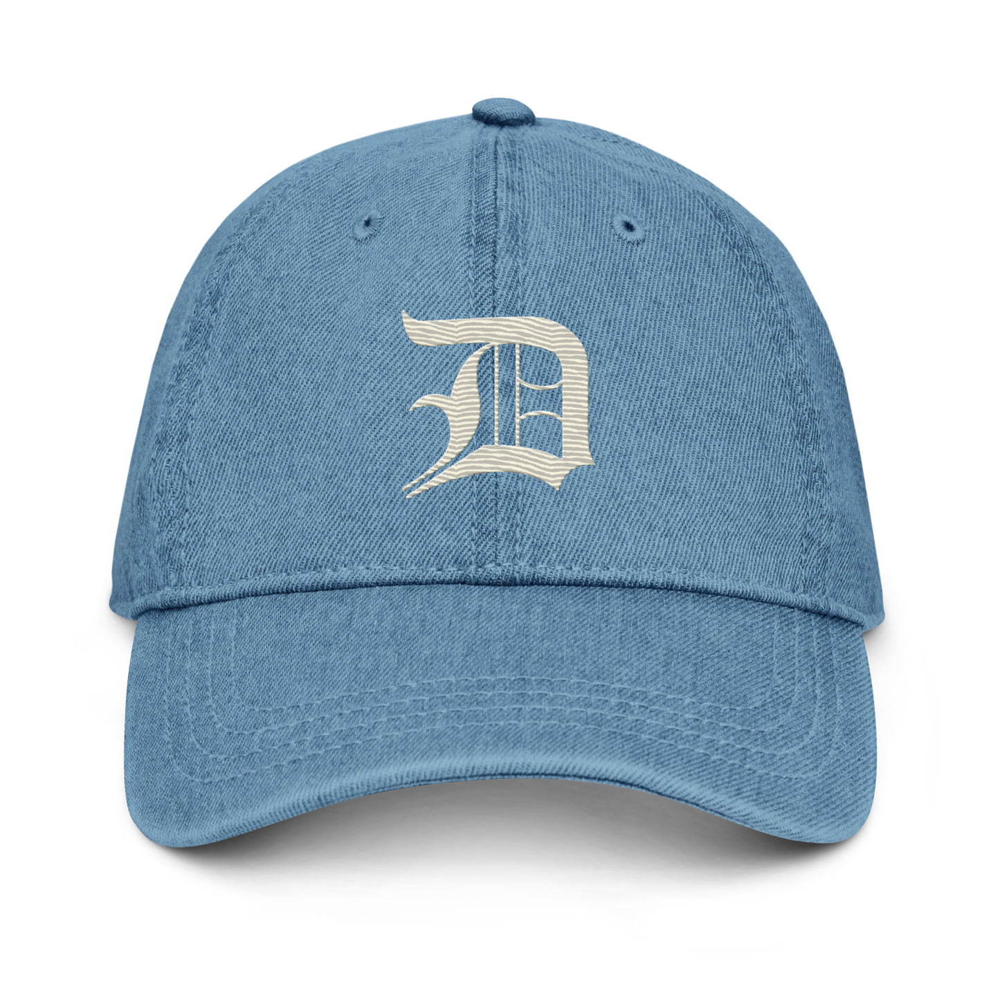 Detroit 'Old English D' Denim Baseball Cap (Ivory White)