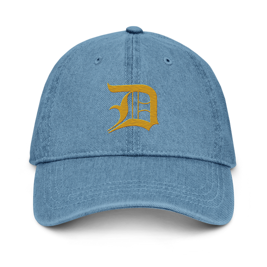 Detroit 'Old English D' Denim Baseball Cap (Gold)