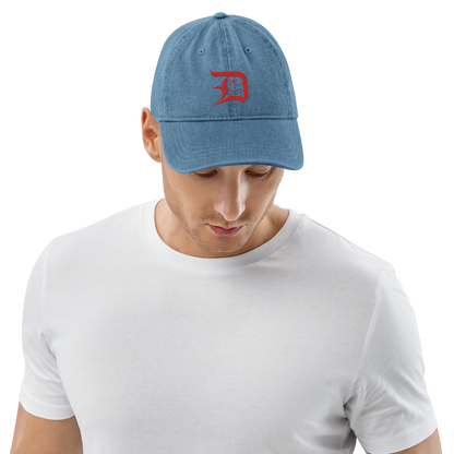 Detroit 'Old English D' Denim Baseball Cap (Aliform Red)