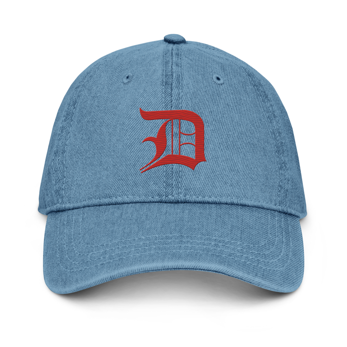 Detroit 'Old English D' Denim Baseball Cap (Aliform Red)