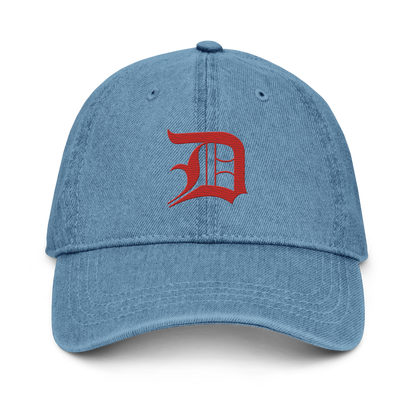 Detroit 'Old English D' Denim Baseball Cap (Aliform Red)