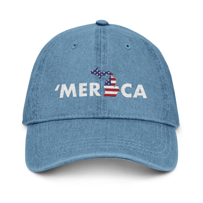 Michigan 'Merica' Denim Baseball Cap