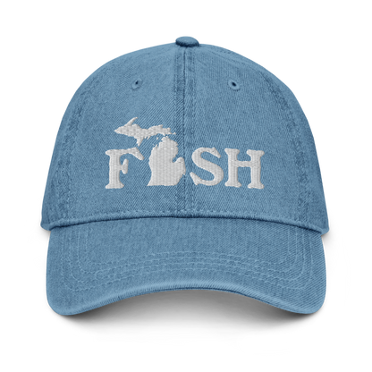 Michigan 'Fish' Denim Baseball Cap