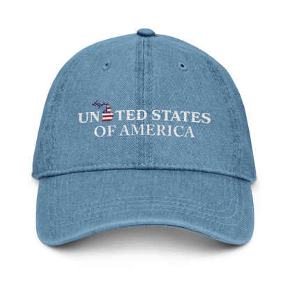 'United States of America' Denim Baseball Cap (Michigan Patriot Edition)