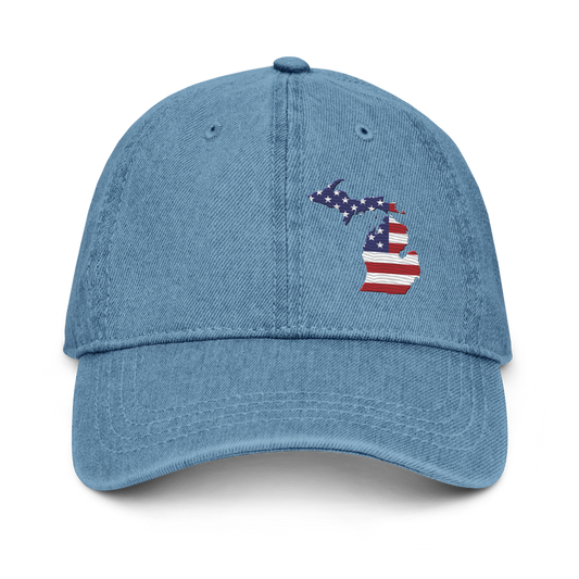 Michigan Denim Baseball Cap (Patriotic Outline)