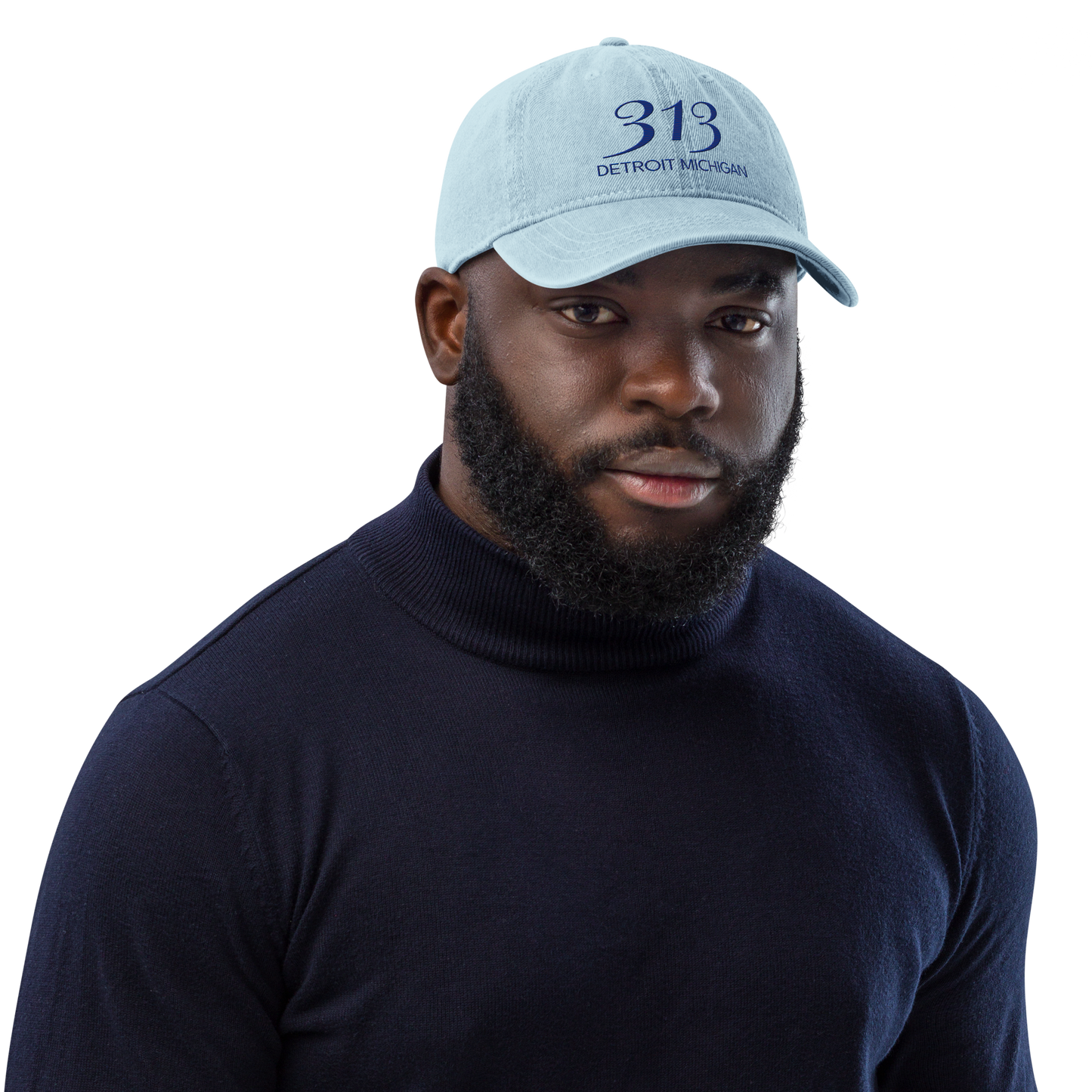 '313 Detroit Michigan' Denim Baseball Cap | Bourbon Blue