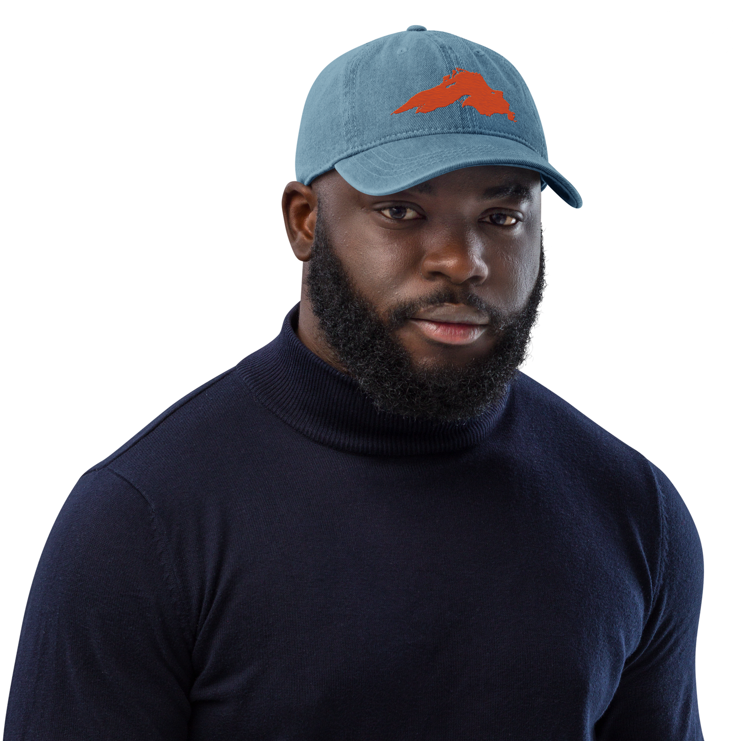 Lake Superior Denim Baseball Cap | Maple Leaf Orange