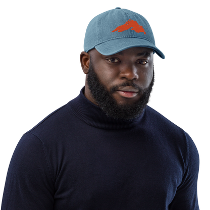 Lake Superior Denim Baseball Cap | Maple Leaf Orange