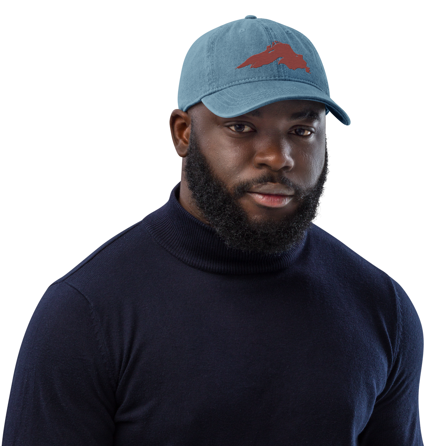 Lake Superior Denim Baseball Cap | Ore Dock Red