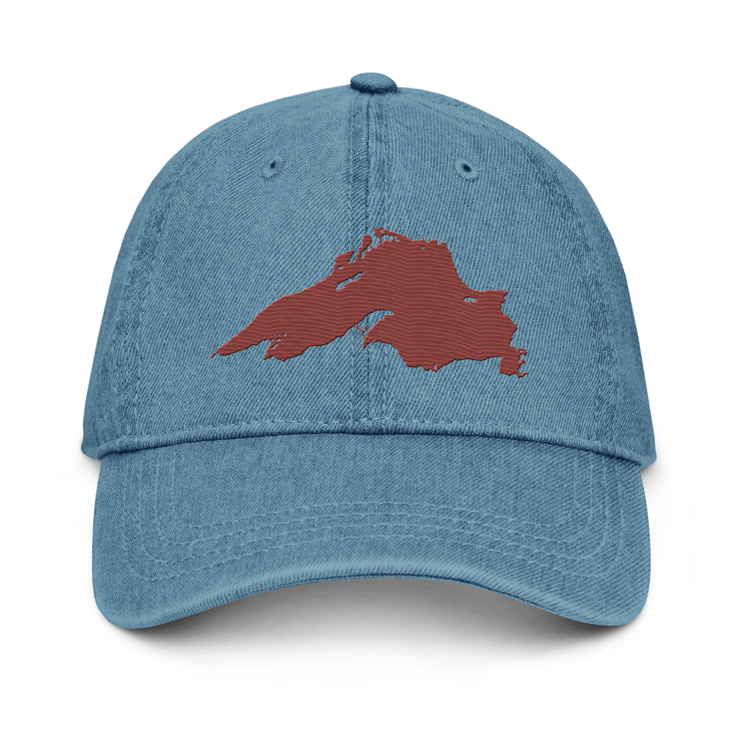 Lake Superior Denim Baseball Cap | Ore Dock Red