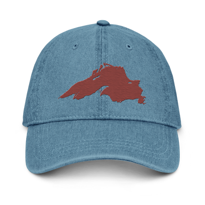 Lake Superior Denim Baseball Cap | Ore Dock Red