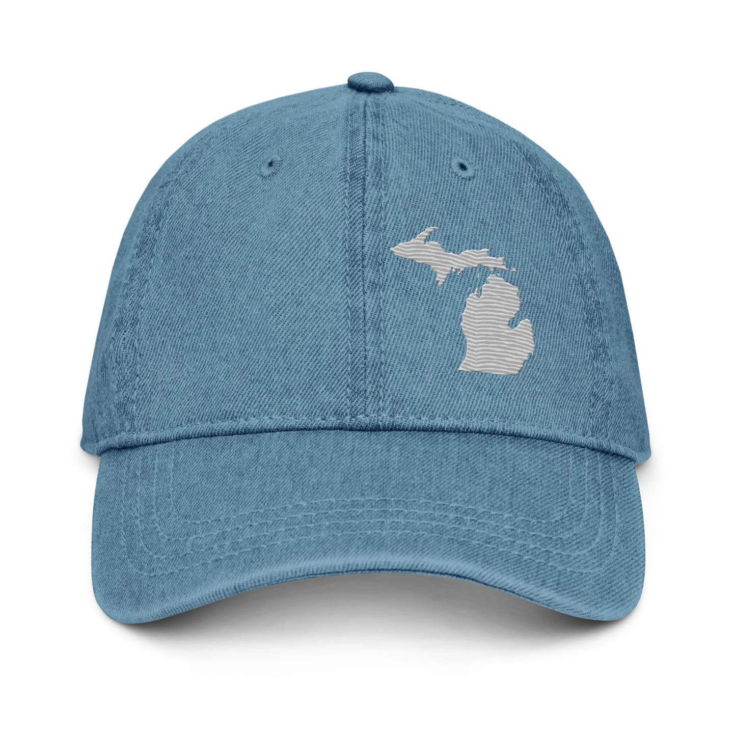 Michigan Denim Baseball Cap | Platinum Outline