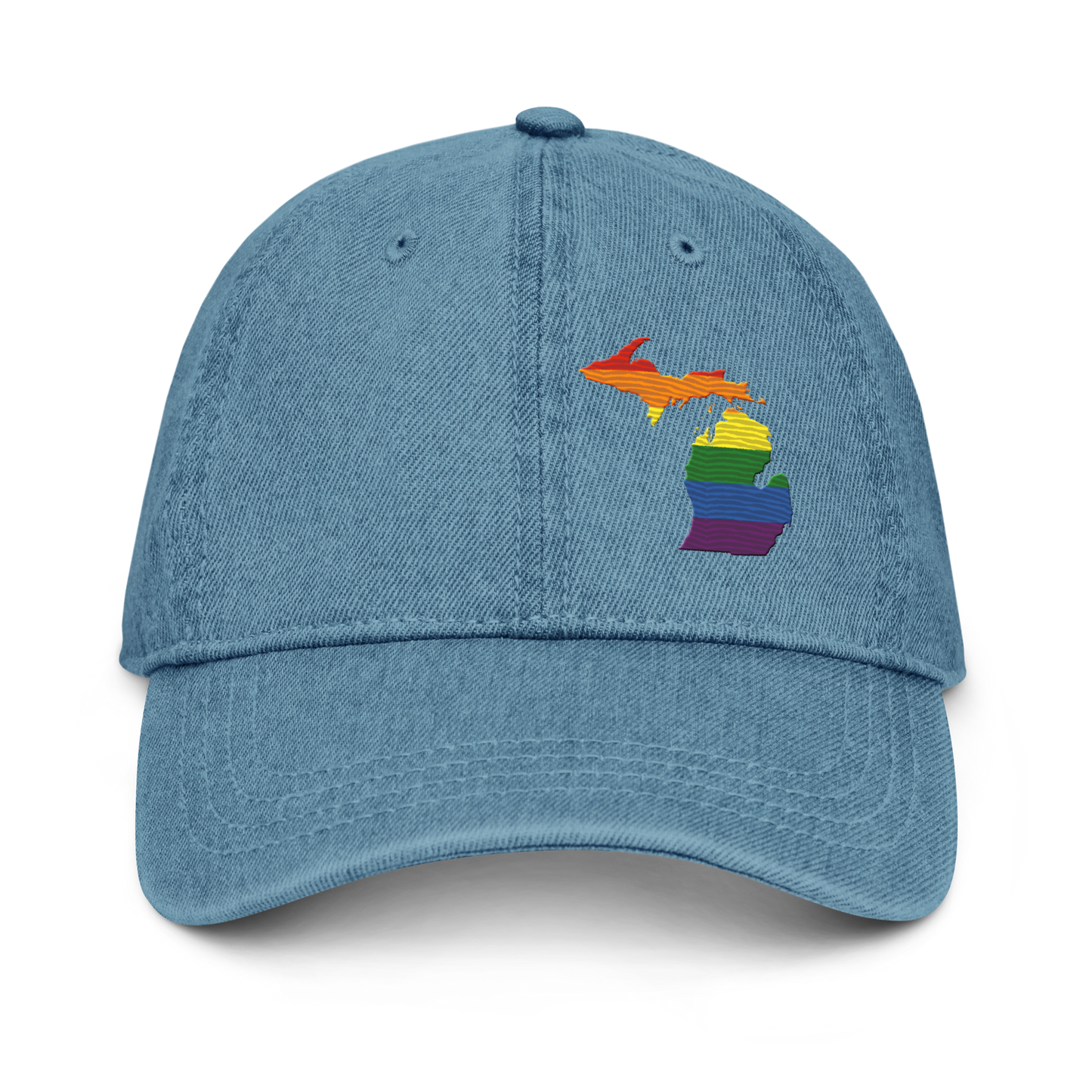 Michigan Denim Baseball Cap | Rainbow Pride Outline